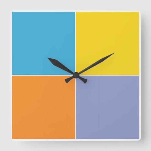 Playful Springtime Easter Squares Quadratische Wanduhr (Vorderseite)