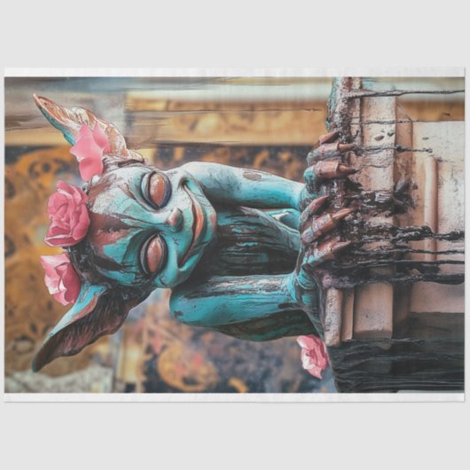 Playful Sprite Gothic Paris Gargoyle Decoupage Seidenpapier (Vorderseite)