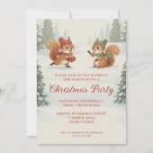 Playful Squirrels in Christmas Winter Forest Einladung (Vorderseite)