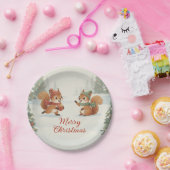 Playful Squirrels in Christmas Winter Forest Pappteller (Party)