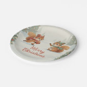 Playful Squirrels in Christmas Winter Forest Pappteller (Schrägansicht)