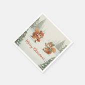 Playful Squirrels in Christmas Winter Forest Serviette (Ecke)