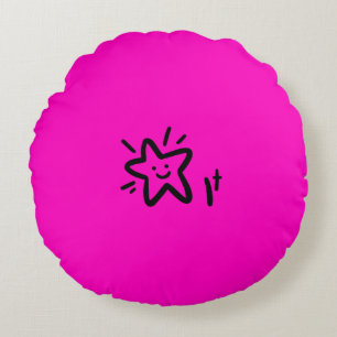Playful Star Face Pink Baby Girl Kinderzimmer Rundes Kissen