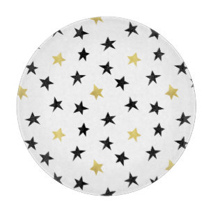 Playful Stars - Black & Gold Cutting Board Schneidebrett