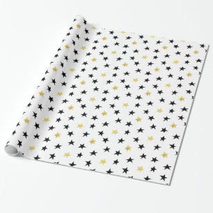 Playful Stars - Black & Gold Wrapping Paper Geschenkpapier