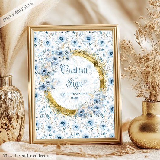 Playful staubblauer Blüten Goldjungen-Baby-Brauch Poster