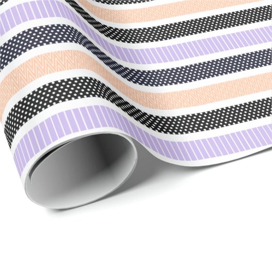 Playful Striped Polka Dot Pattern Geschenkpapier (Rolleneckpunkt)