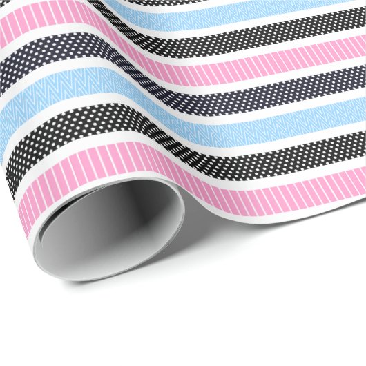 Playful Striped Polka Dot Pattern Geschenkpapier (Rolleneckpunkt)
