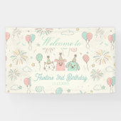 Playful Sweet and Three Kids Birthday Banner (Horizontal)