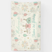 Playful Sweet and Three Kids Birthday Banner (Vertikal)