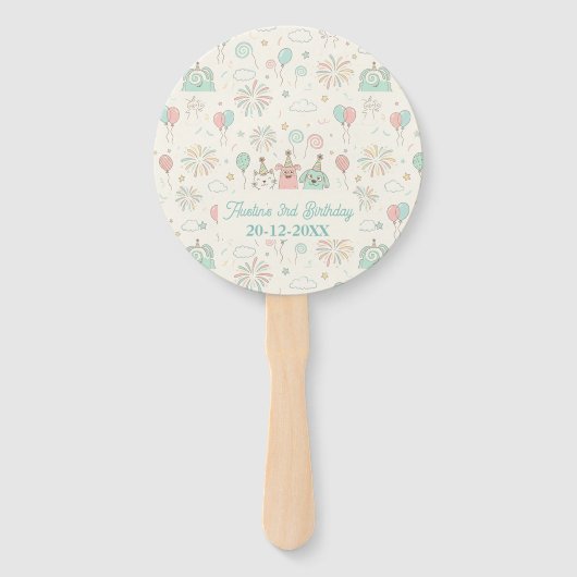 Playful Sweet and Three Kids Birthday Fächer (Vorderseite)