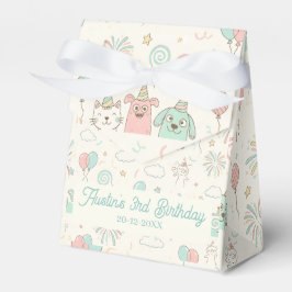 Playful Sweet and Three Kids Birthday Favor Box Geschenkschachtel