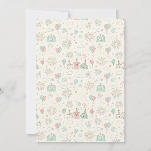 Playful Sweet and Three Kids Birthday Invitation (Rückseite)