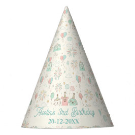 Playful Sweet and Three Kids Birthday Party Hat Partyhütchen