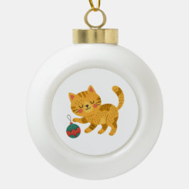 Playful Tabby Cat Christmas Ornament