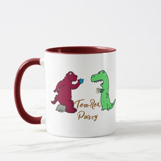 Playful Tea Party T-Rex Dinosaur Novelty Geschenk Tasse (Links)