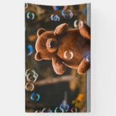 Playful Teddy Bear and Bubbles Outdoor Party Games Banner (Vertikal)