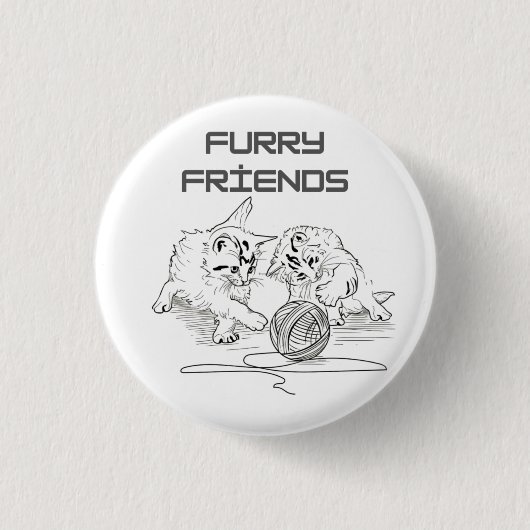 Playful Thread Tango — Zwei Kätzchen beim Spielen Button (Vorderseite)