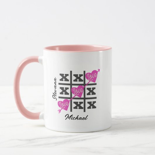 Playful Tic-Tac-Toe Valentines Herzromantisches Ge Tasse (Links)