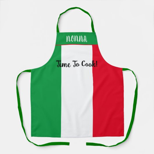 Playful Time To Cook Nonna Italian Flag Design Schürze (Vorderseite)