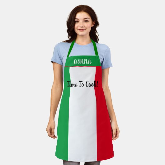 Playful Time To Cook Nonna Italian Flag Design Schürze (Getragen)