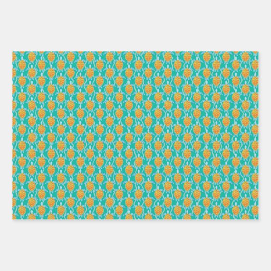 Playful Tropical Sea Turtle Pink Blue und Green Geschenkpapier Set (Vorderseite 3)
