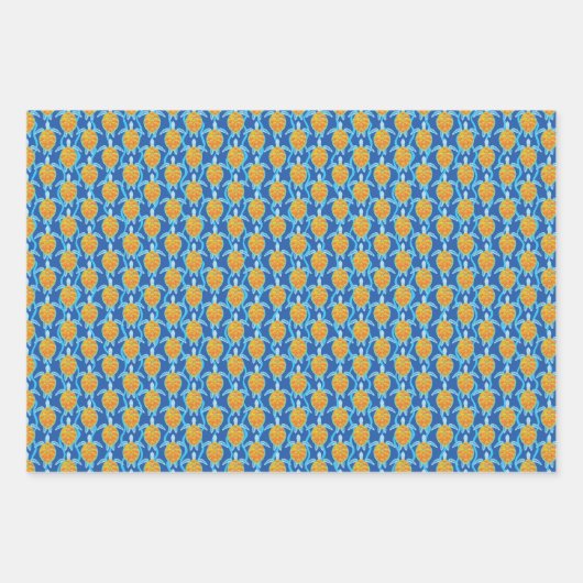 Playful Tropical Sea Turtle Pink Blue und Green Geschenkpapier Set (Vorderseite 2)