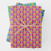Playful Tropical Sea Turtle Pink Blue und Green Geschenkpapier Set (Beispiel)