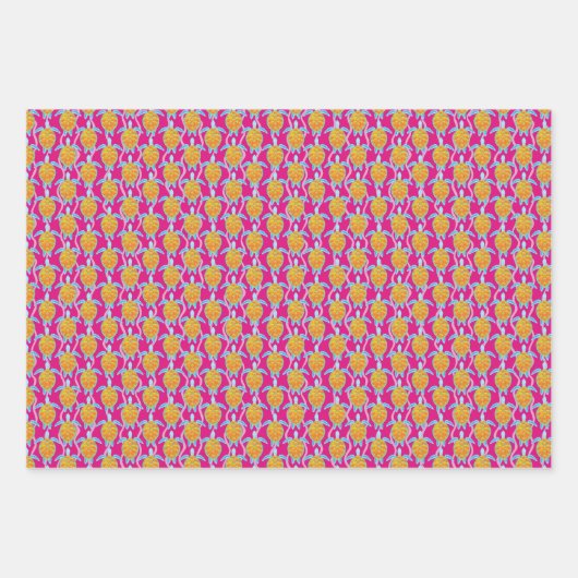 Playful Tropical Sea Turtle Pink Blue und Green Geschenkpapier Set (Vorderseite)