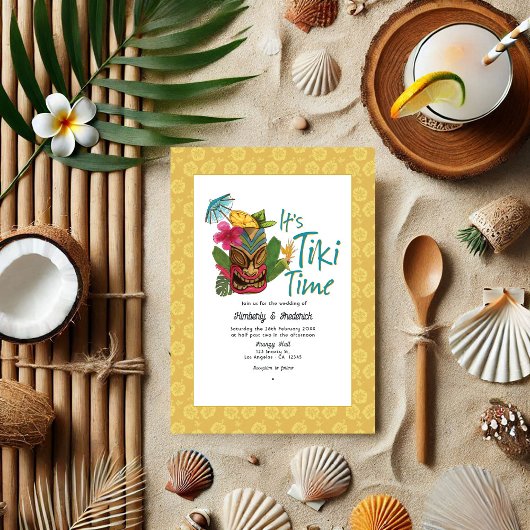 Playful Tropical Tiki Wedding Einladung