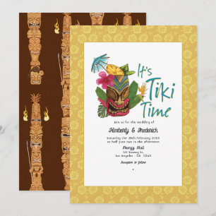 Playful Tropical Tiki Wedding Einladung