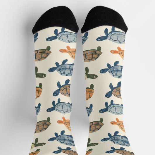 Playful Turtles Socks - Adventure Reptile Pattern Socken (Oben)