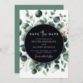 Playful Typografy Eucalyptus Digital Wedding Save The Date (Vorne/Hinten)