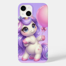 Playful Unicorn Holding a Balloon