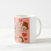 Playful Valentine's Day Mug – Cartoon Couple & Hea Kaffeetasse (VorderseiteRechts)