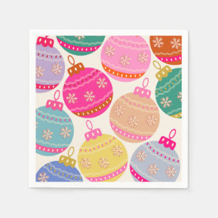 Playful Vintage Christmas Baubles Serviette