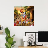 Playful Warm Ethnic Bala Krishna Butter Theft Poster (Heimbüro)