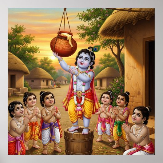 Playful Warm Ethnic Bala Krishna Butter Theft Poster (Vorne)