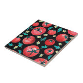Playful Wasserfarbe Rote Tomaten Muster auf schwar Fliese (Seite)