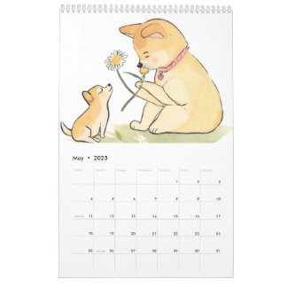 Playful Watercolor AI Generated Shiba Inu Kalender