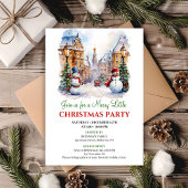 Playful watercolor Christmas scene invitation Einladung