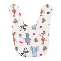 Playful Watercolor Safari Animals Baby Bib (v.1)