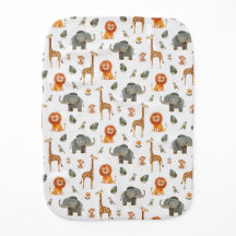 Playful Watercolor Safari Animals Burp Cloth (v.2)