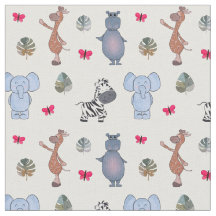 Playful Watercolor Safari Animals v1 Stoff