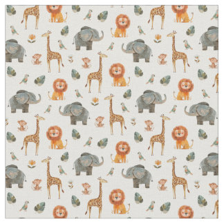 Playful Watercolor Safari Animals v2 Stoff