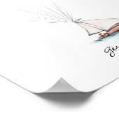 Playful Watercolor Ship Fingerprint Guestbook Poster (Ecke)