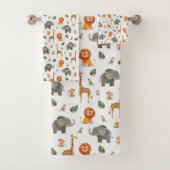 Playful Watercolour Safari Animals Bath Towel Set (Insitu)