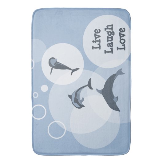 Playful Wave Jumping Delphine Steel-Blue Badematte (Vorderseite Vertikal)