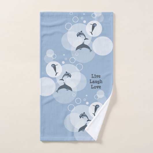 Playful Wave Jumping Delphine Steel-Blue Badhandtuch Set (Handtuch)