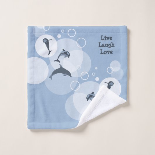 Playful Wave Jumping Delphine Steel-Blue Badhandtuch Set (Waschlappen)